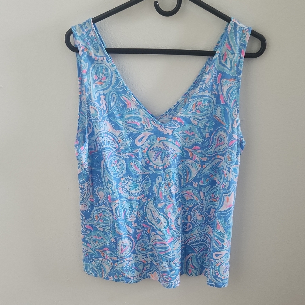 Lilly Pulitzer Gigi Tank Top in the Zanzibar Blue Fish Kiss